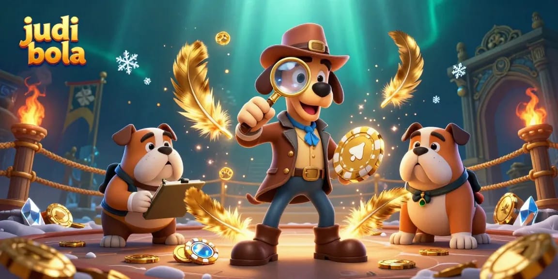 Engage in judi bola with vibrant characters surrounded by dynamic casino elements.