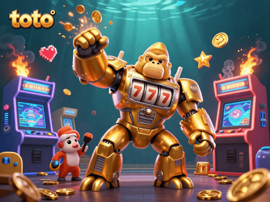 Toto membawa keberuntungan saat pemain slot beraksi dalam adegan kasino 3D yang energik.