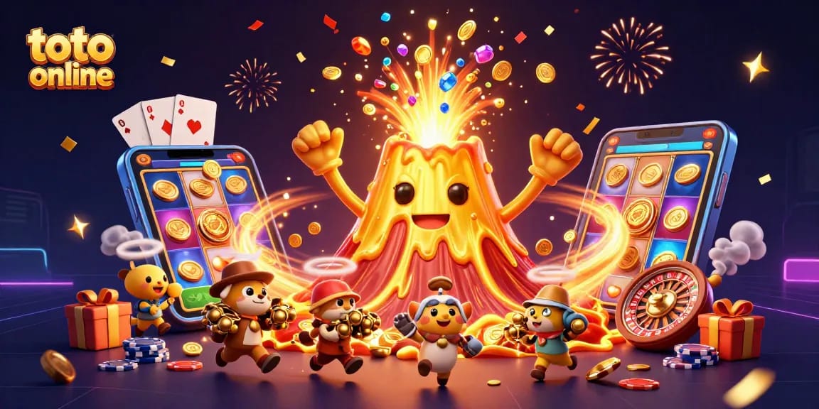 Menangkan permainan toto online dengan ilustrasi kasino yang ceria dan penuh hadiah.