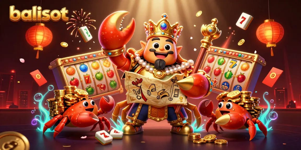 Menyenangkan bermain di balislot dengan simbol slot dan chip emas yang berkilau.