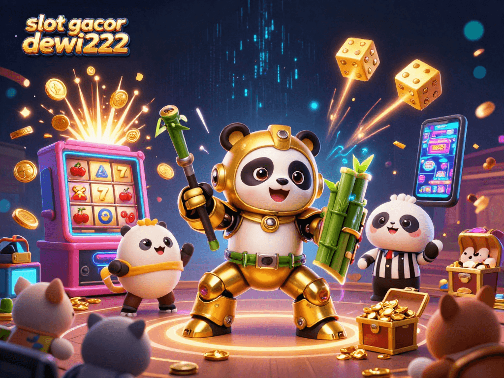 Rasakan keseruan bermain slot gacor dewi222 dalam ilustrasi 3D yang dinamis dengan elemen kasino.