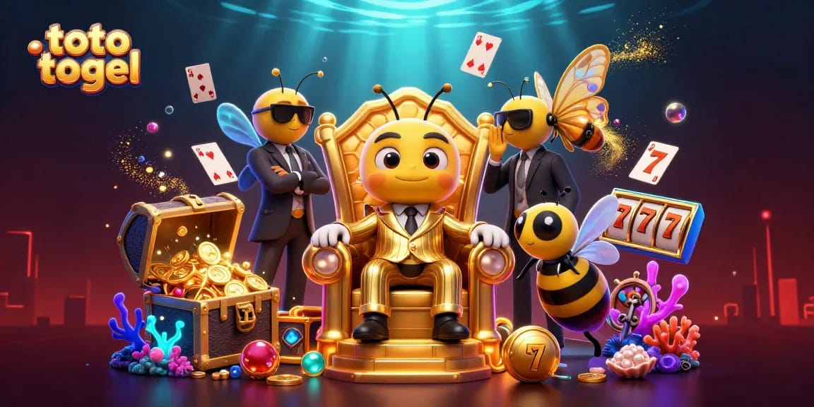 Toto togel menghadirkan bumblebee bos di kasino kartun dengan elemen permainan yang berkilauan.