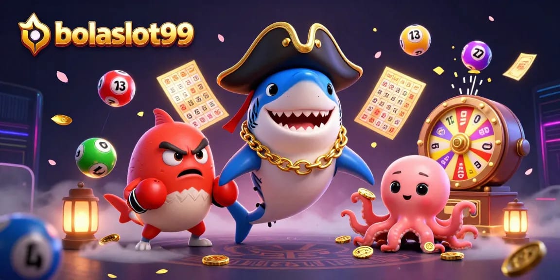Engage with bolaslot99 as vibrant lottery balls and casino characters bring exciting wins to life.