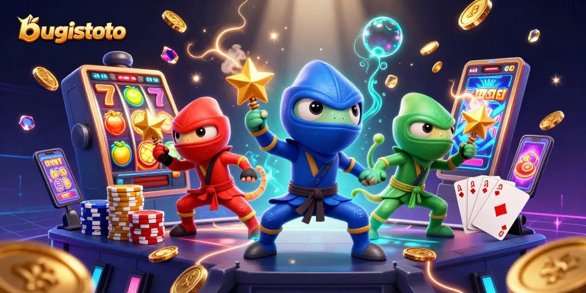 bugistoto menang di kasino dengan tiga ninja chameleon melawan taruhan slot yang mengkilap