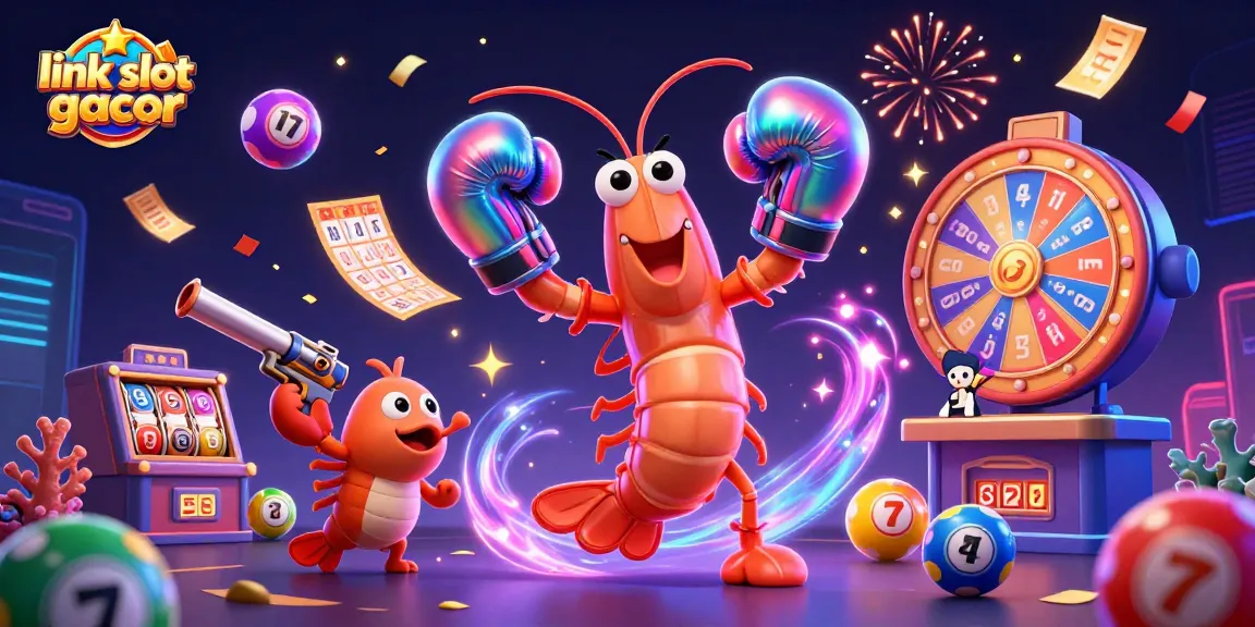 Engaging illustration illustrating link slot gacor with playful sea creatures amid bounty of vibrant casino elements.