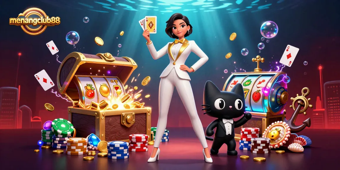 Experience thrilling gaming action at menangclub88 with vibrant 3D characters and immersive casino elements.