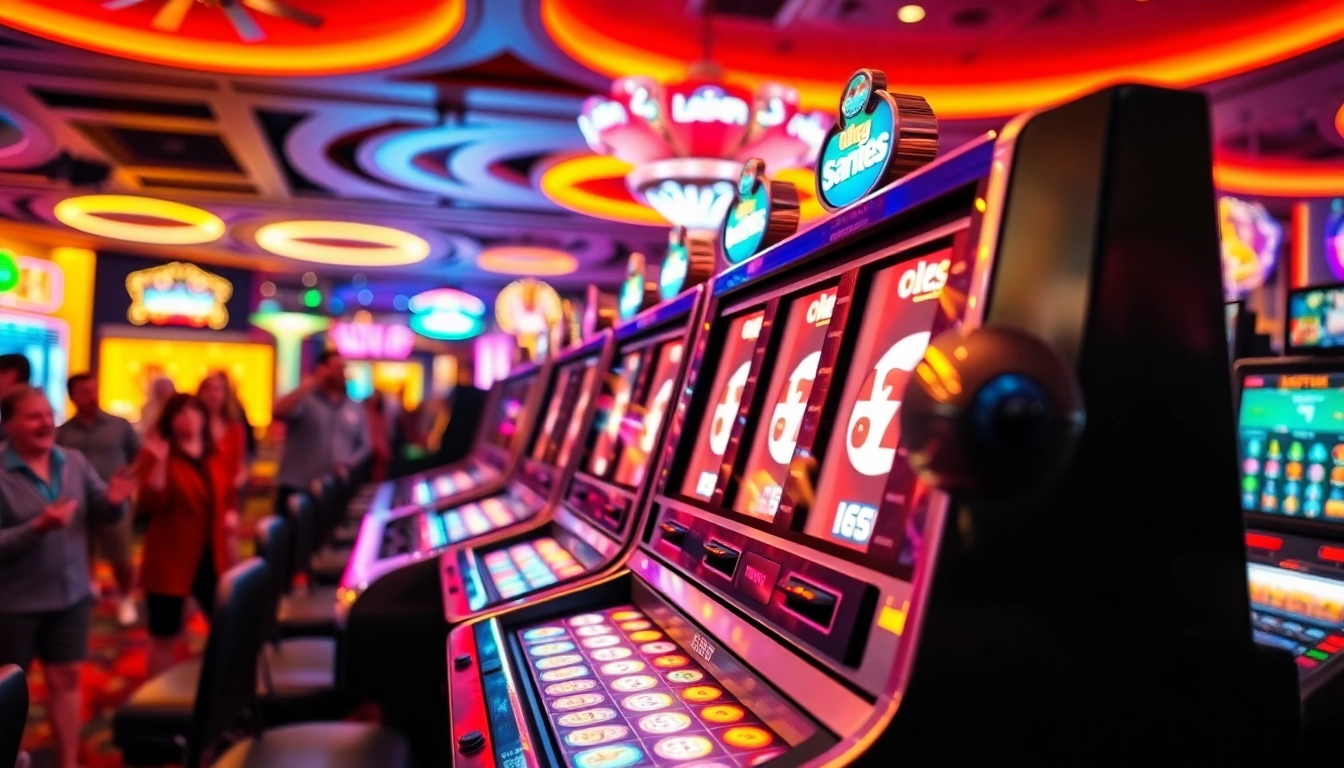Merayakan slot mesin dengan desain menarik dan suasana yang energik di kasino.