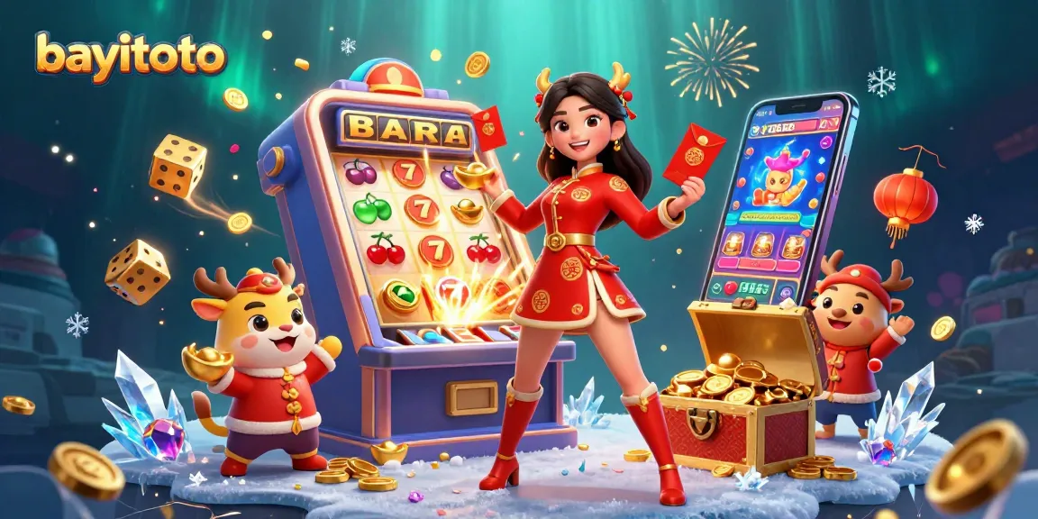 Join the fun with bayitoto as vibrant characters celebrate lottery wins amid dynamic casino elements.