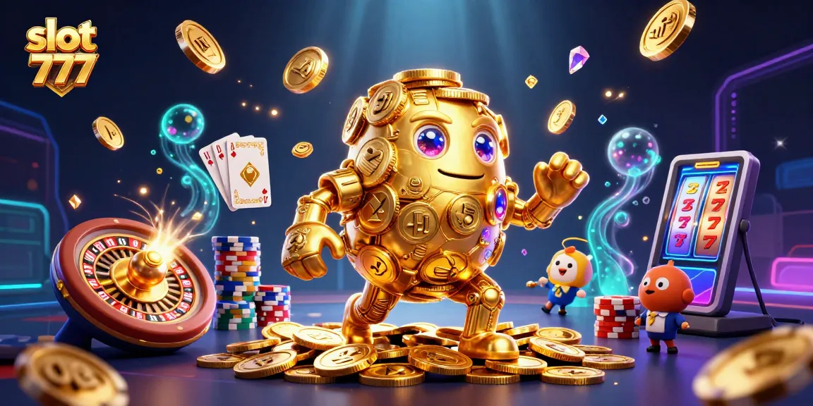 Spin to win with slot 777 in a vibrant casino scene filled with golden coins and dazzling rewards.