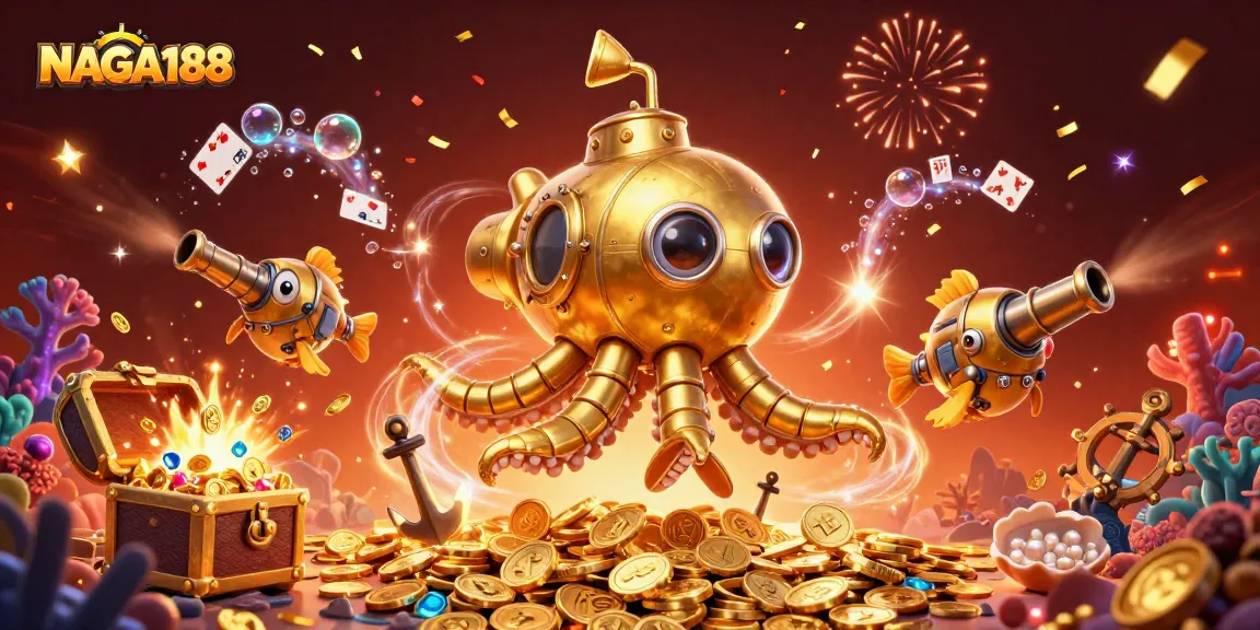 NAGA188 menawarkan pengalaman bermain slot dengan kraken emas dan harta karun yang spektakuler.