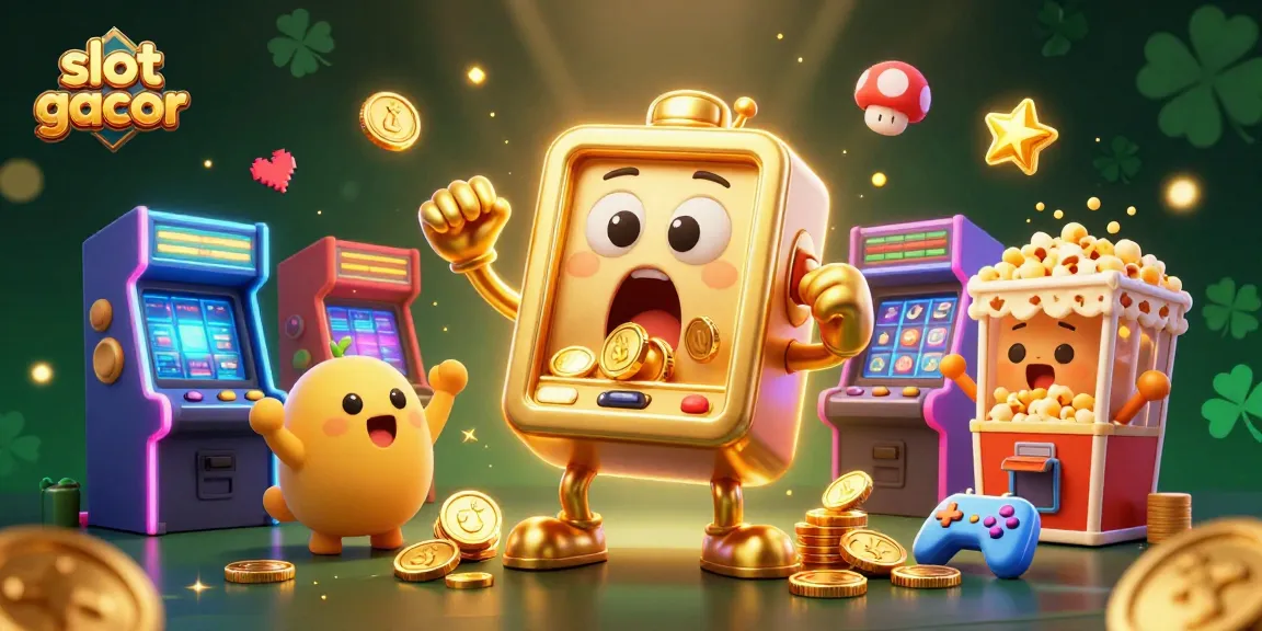 Melihat slot gacor yang menang jackpot, koin mengalir dengan simbol buah dan angka 7