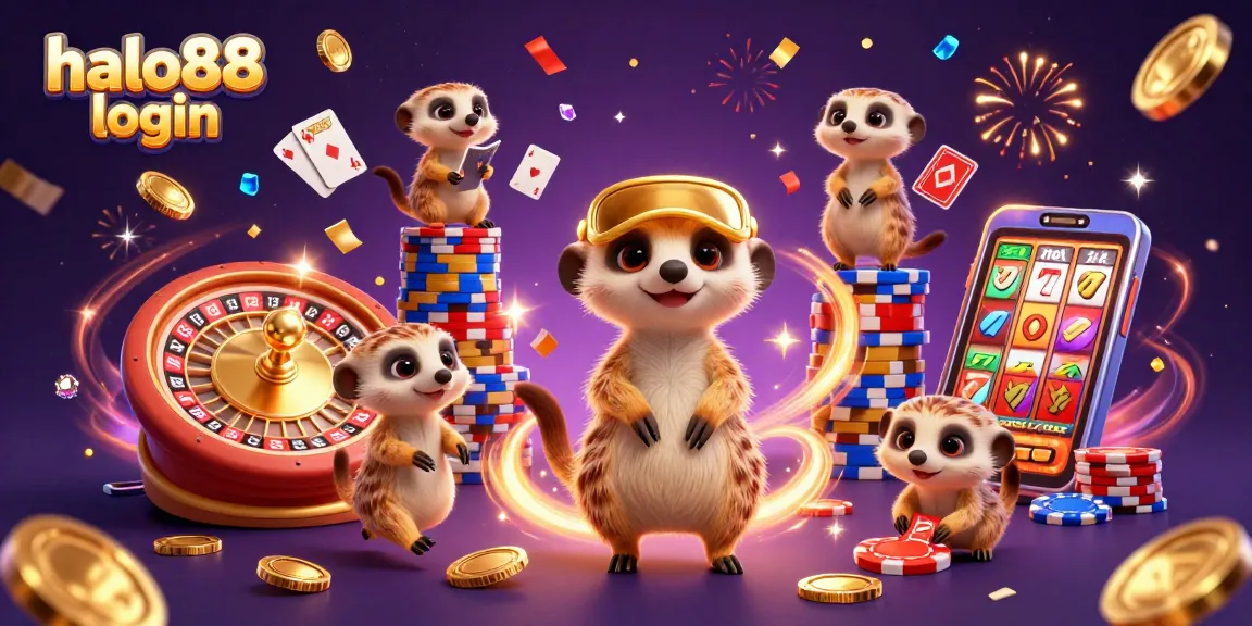 Experience the thrill of halo88 login with engaging meerkats in a vibrant casino setting.