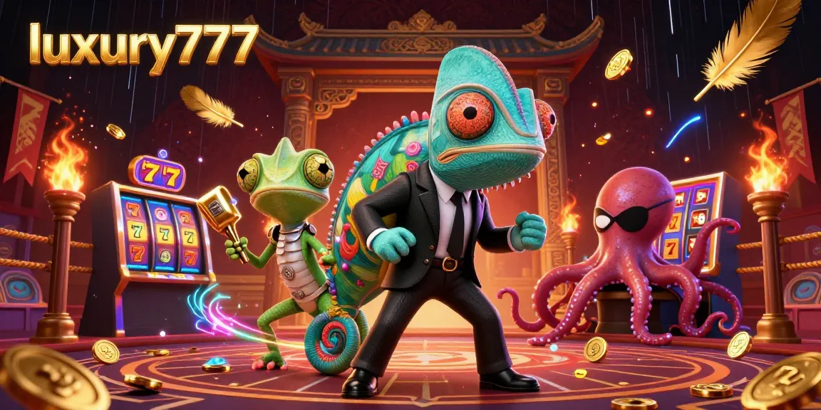 Experience thrilling action with luxury777 in this vibrant 3D casino scene featuring colorful characters and betting elements.