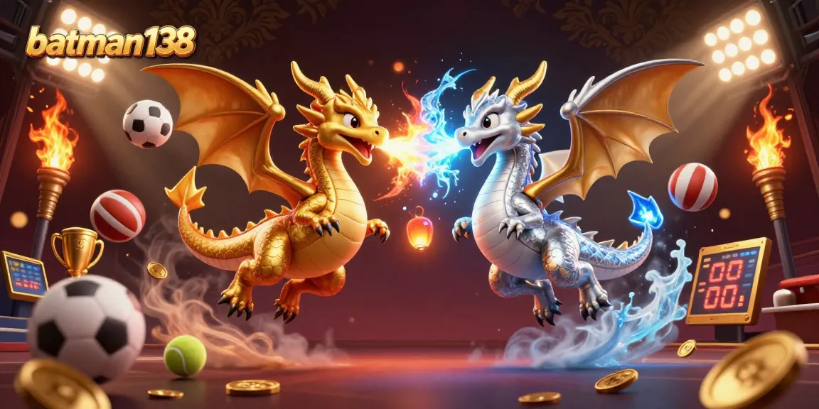Betting strategically with batman138 brings thrilling action, showcased by dynamic gold and silver dragons.