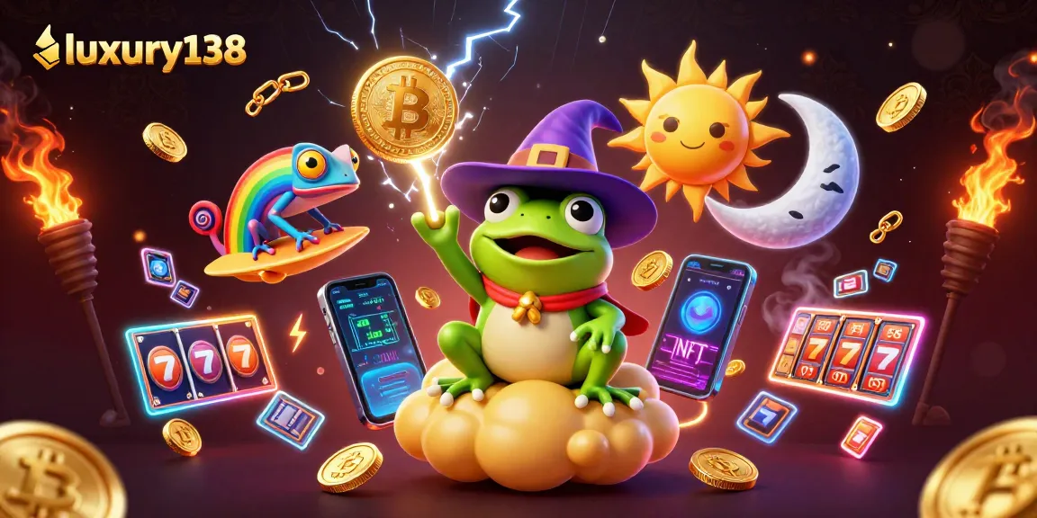 Experience luxury138 and jackpot excitement with vibrant casino characters in a digital slot adventure.