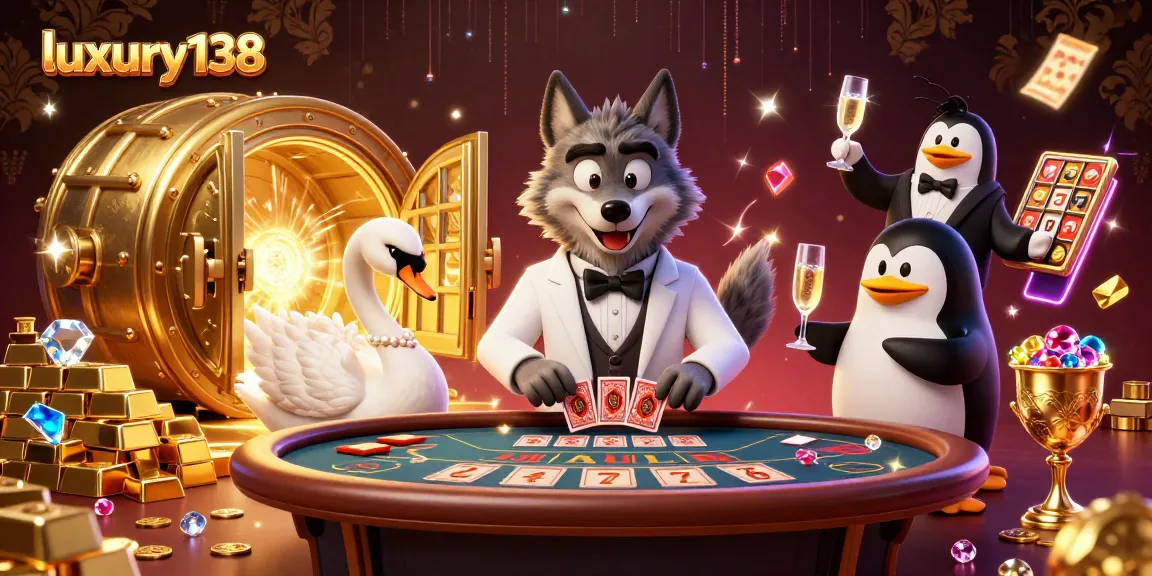 Engage with luxury138's thrilling baccarat experience featuring a debonair wolf at the table.