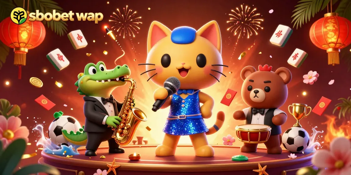 Bet on sbobet wap with an exciting 3D illustration featuring charming casino characters.