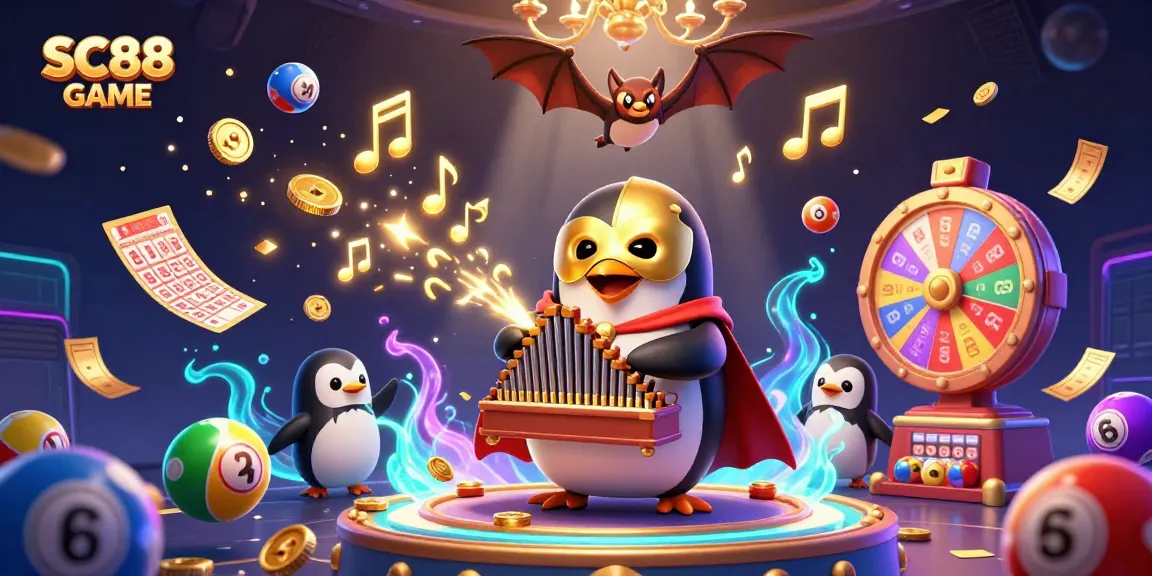 Win exciting prizes with SC88 GAME in a vibrant online casino scene filled with golden coins and lottery excitement!