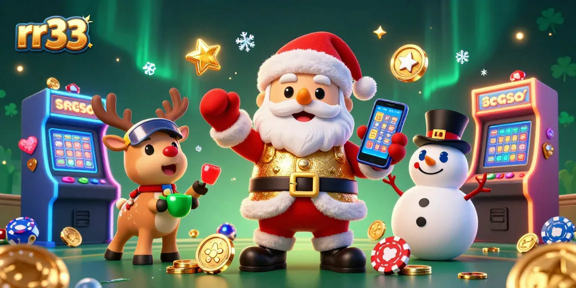 Game jackpot di rr33 dengan Santa Claus meriah, teman rusa dan snowman poker.