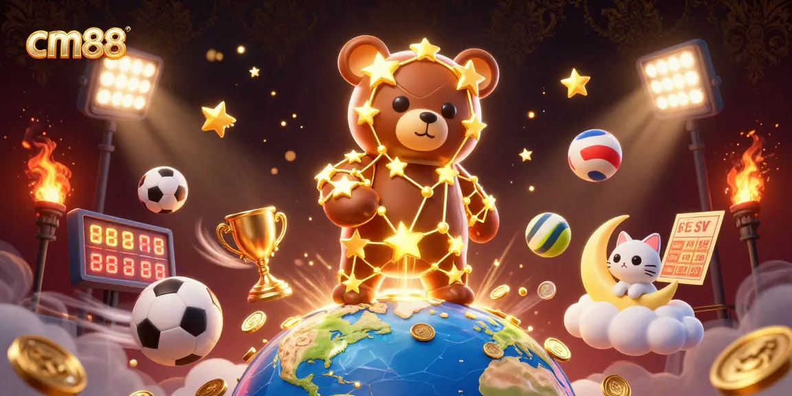 Win big with cm88 as the constellation bear scoops up coins amid sports betting excitement.