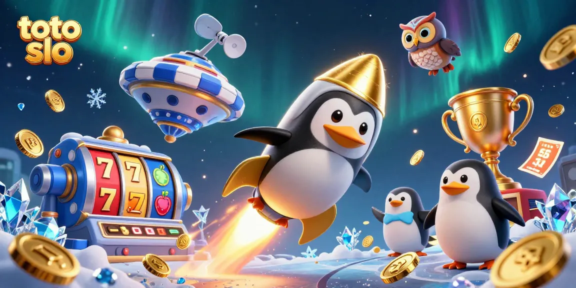 Winning at toto slo with a golden penguin, jackpot reels, and casino coins