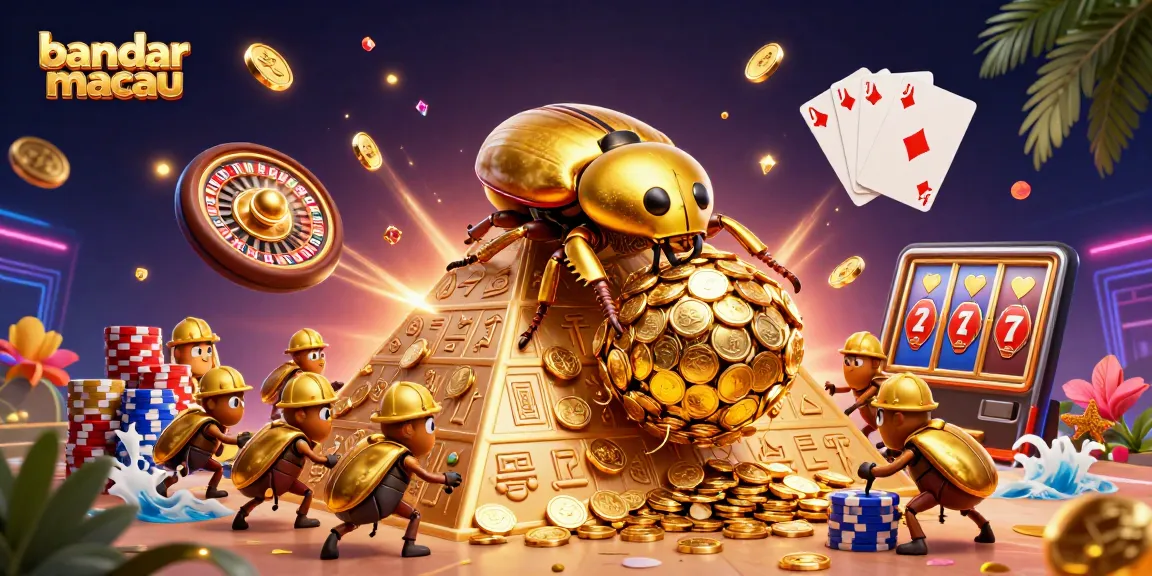 Menangkan jackpot sebagai bandar macau dengan koin emas dan simbol kasino!