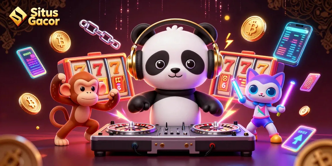 Menangkan jackpot di Situs Gacor dengan ilustrasi slot dan karakter yang dinamis.