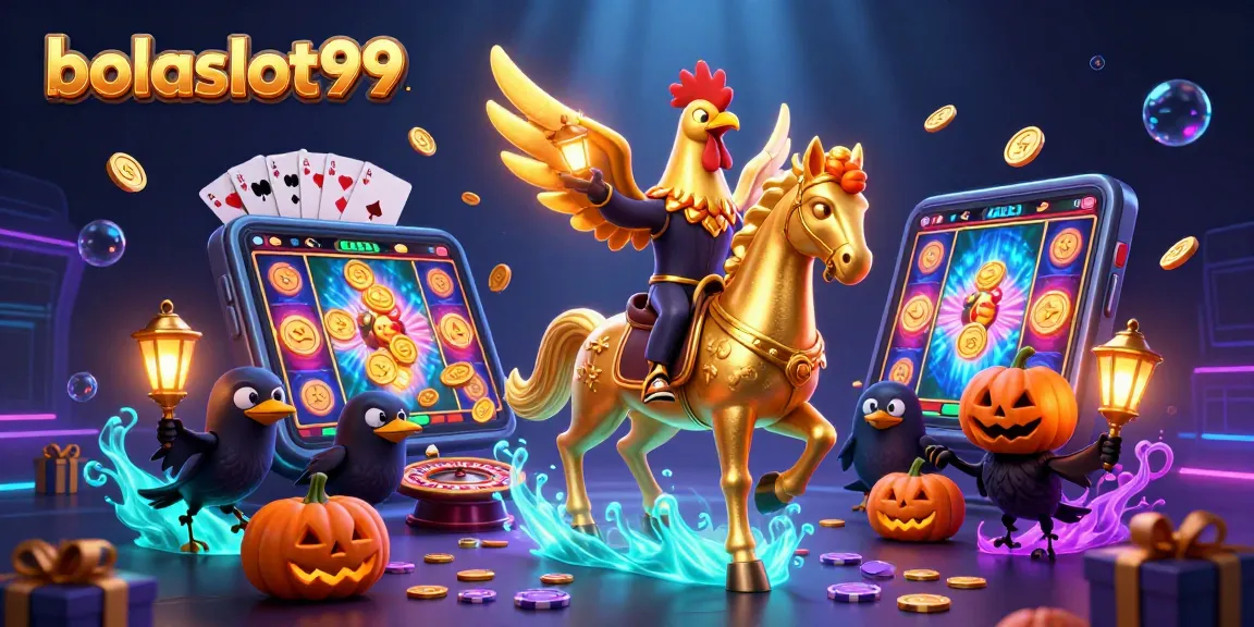 Bolaslot99 excites players with a vibrant 3D casino adventure featuring a golden rooster and gaming elements