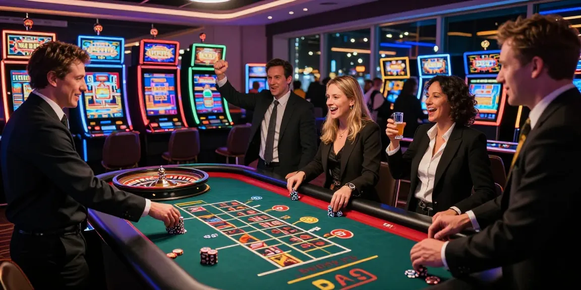 Exciting Tunas4D gaming scene with players around a roulette table in a vibrant casino atmosphere.
