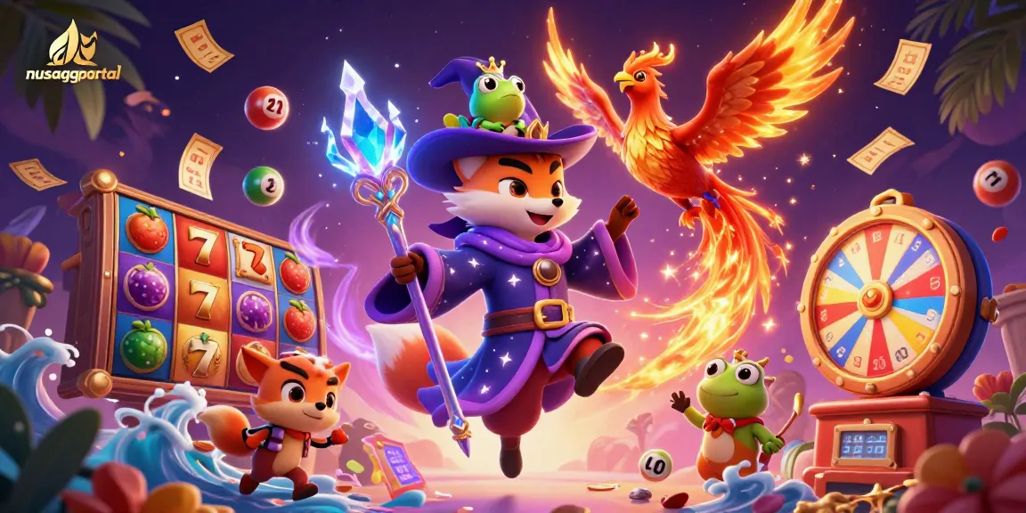 Experience the thrill of slots at nusaggportal with a magical 3D scene featuring vibrant game elements.