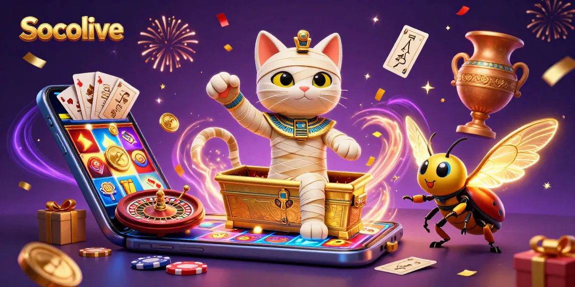 Socolive's thrilling live football streaming showcases Egyptian mummy cat with casino elements in vivid detail.