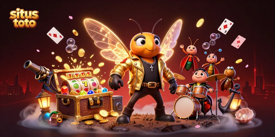 Menangkan permainan di situs toto dengan cicada rock star 3D dan harta karun yang berkilau.