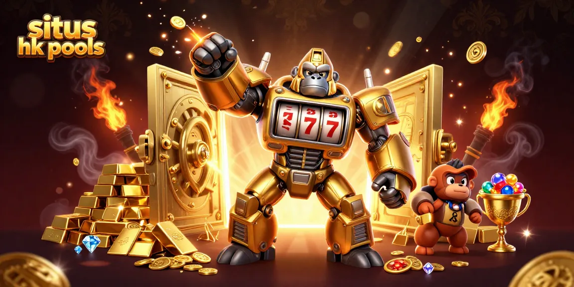 Menggandakan pengalaman bermain Situs HK Pools dengan karakter gorila emas dan simbol jackpot yang mendebarkan.