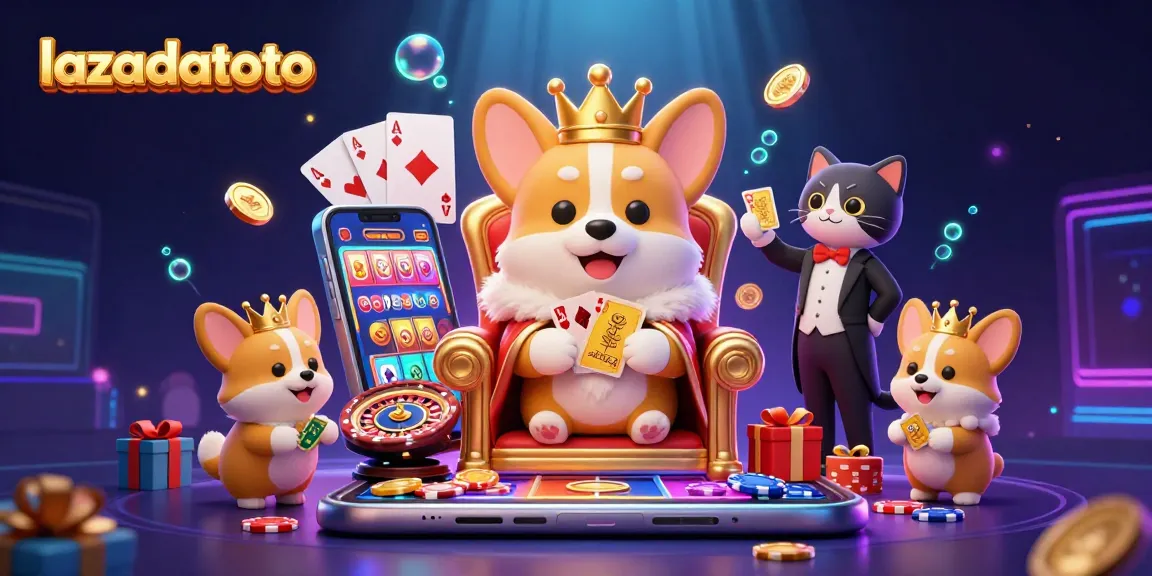 Gambarkan lazadatoto saat bermain dengan kartu emas dan keripik poker yang mewah.